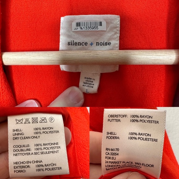 Urban Outfitters Silence and Noise Orange Cut Out Light Blazer Jacket - Picture 4 of 4